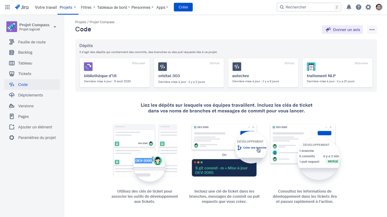 Voir le code dans Jira Software
